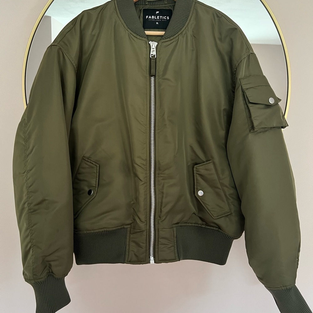 Fabletics Women's Olive Green Bomber Jacket